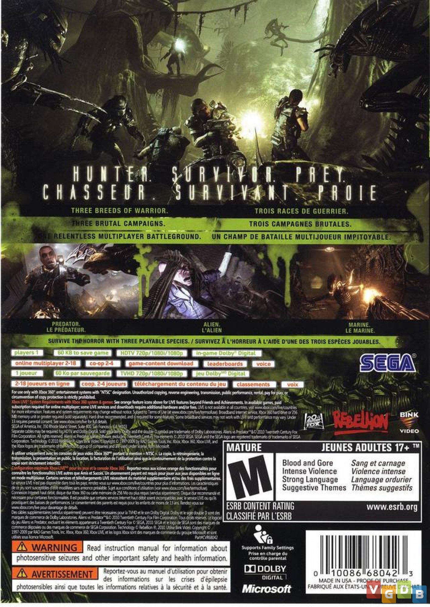 Alien Vs Predator Xbox360  Jogo de Videogame Xbox360 Usado