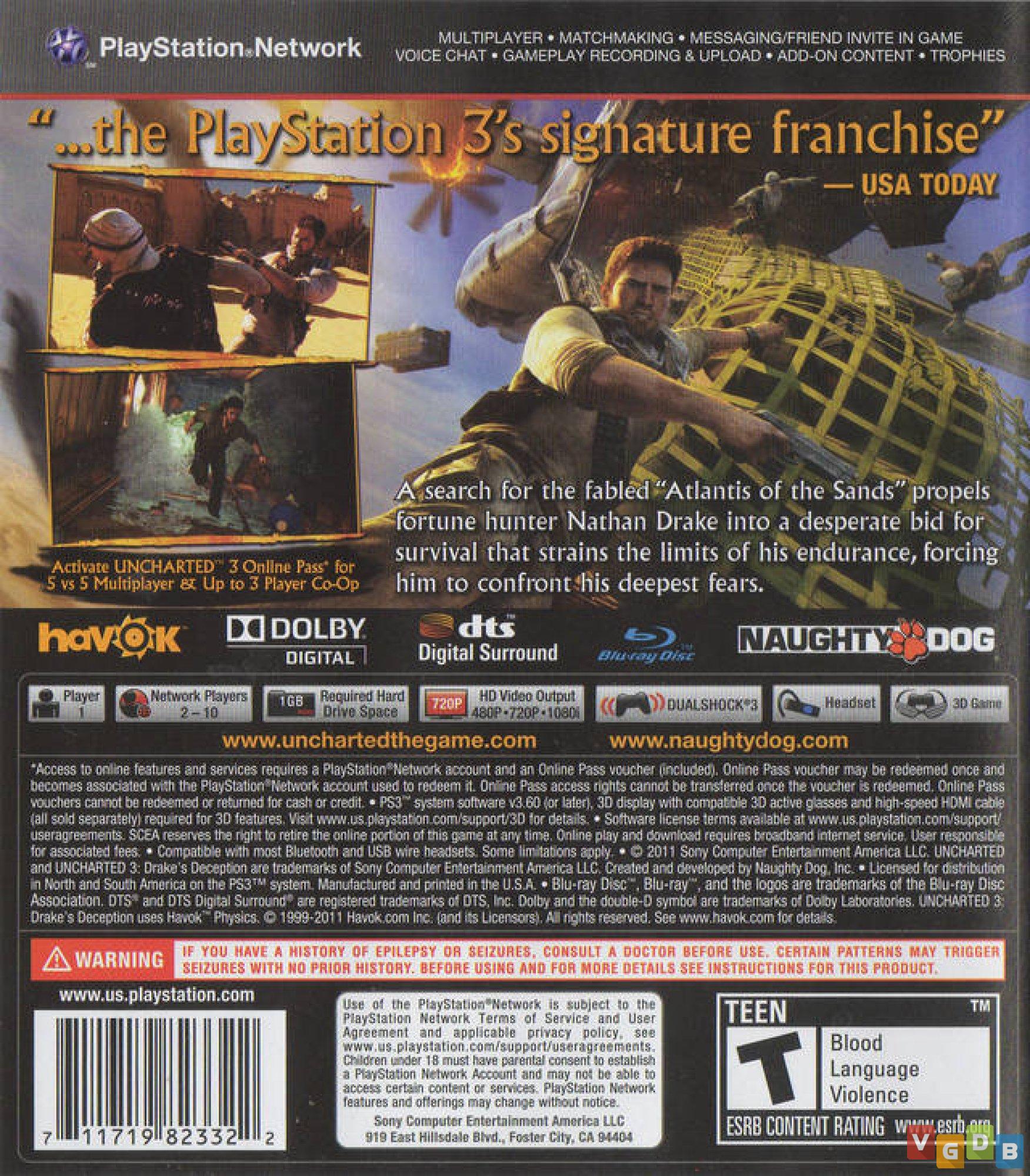 Jogo Uncharted 3 Ps3 Europeu Original