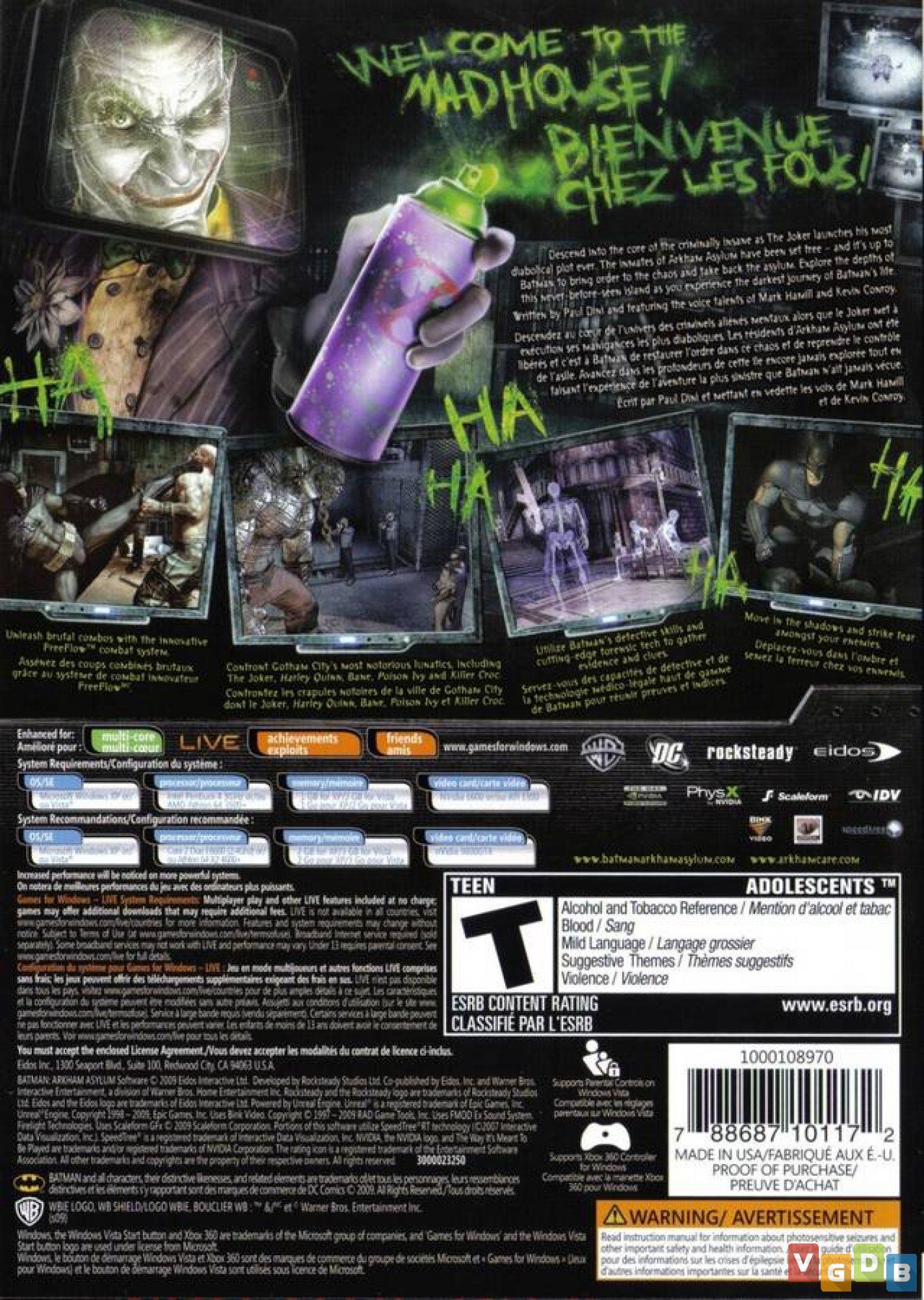 Batman Arkham Asylum - Edição do Jogo do Ano - Xbox 360 clássico