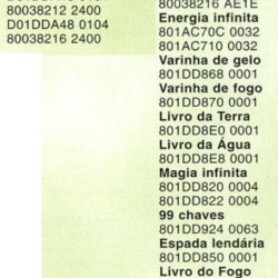 Códigos Gameshark - Revista Dicas & Truques para PlayStation nº 2 - página 61 (fonte: Datassette)